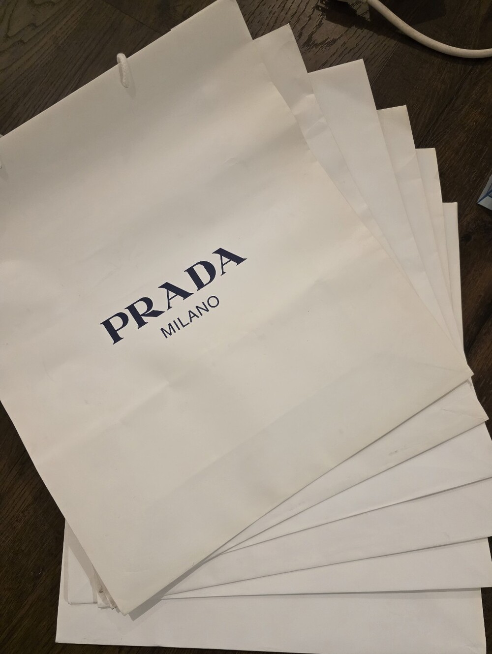 Prada White Shopping Bag with Black Logo